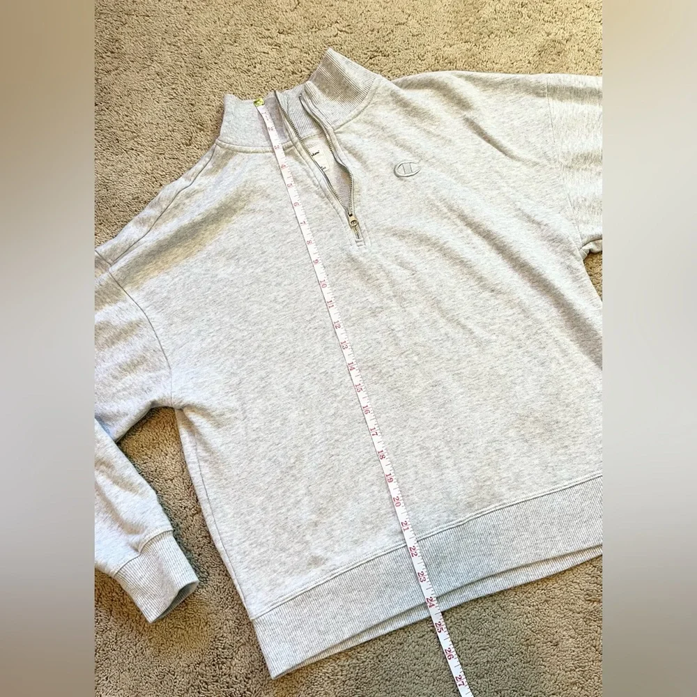 Champion Light Grey Quarter-Zip Sweatshirt - Oversized XS athleisure activewear - Picture 7 of 8